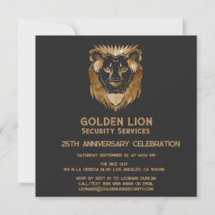 25-årsdagen Luxe Black Guld Lejon Business Logotyp Inbjudningar