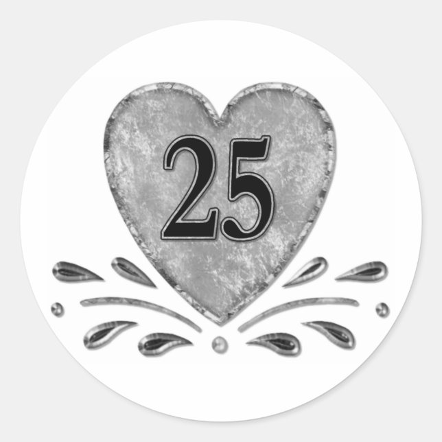 25-årsdagen - Silver Runt Klistermärke (Framsida)