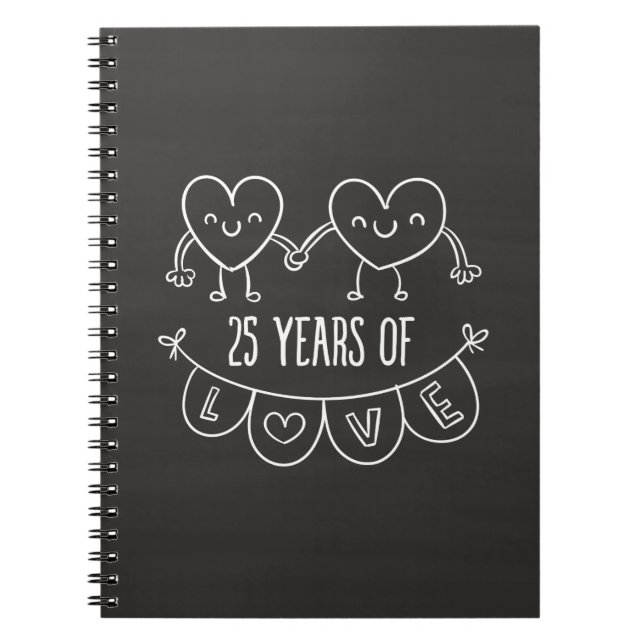 25-årsjubiléet Gift Chalk Hearts Anteckningsbok (Framsidan)