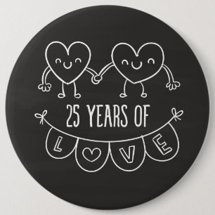 25-årsjubiléet Gift Chalk Hearts Knapp