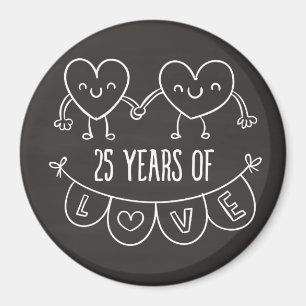 25-årsjubiléet Gift Chalk Hearts Magnet