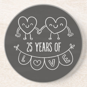25-årsjubiléet Gift Chalk Hearts Underlägg
