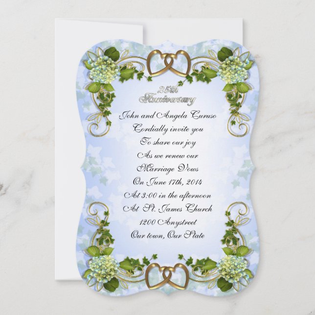 25-årsjubiléet Hydrangeas Inbjudningar (Framsida)