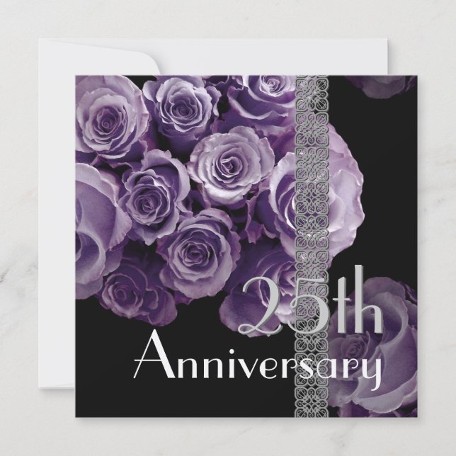 25-årsjubiléet - LILAC LILA Rosor Inbjudningar (Framsida)