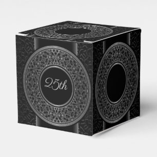 25-årsjubiléet Silver Medallion Cube Favorbox Presentaskar