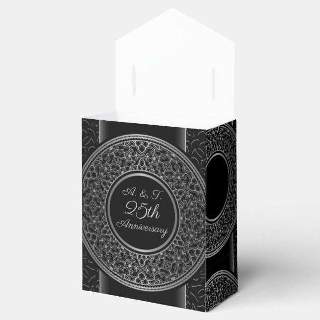 25-årsjubiléet Silver Medallion Tält Favorbox Presentaskar (Öppnad)