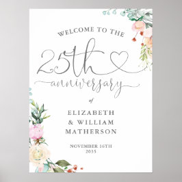 25-årsjubiléet Välkomsttecken för Heart Script Blo Poster