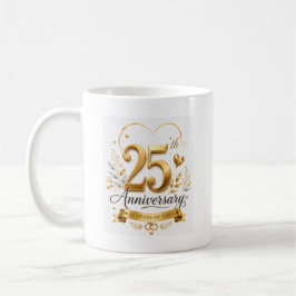 25-årsjubileum 25 år av kärlek Guld Design Kaffemugg