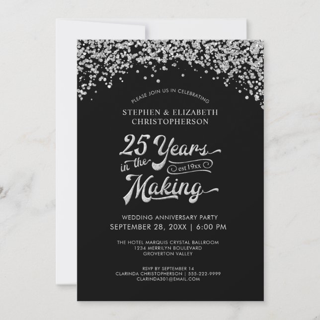 25-årsjubileum 25 ÅR UNDER UPPBYGGNAD Konfetti Inbjudningar (Framsida)