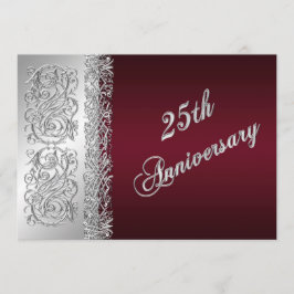 25-årsjubileum Burgundy, Silver Scrolls-inbjudan Inbjudningar