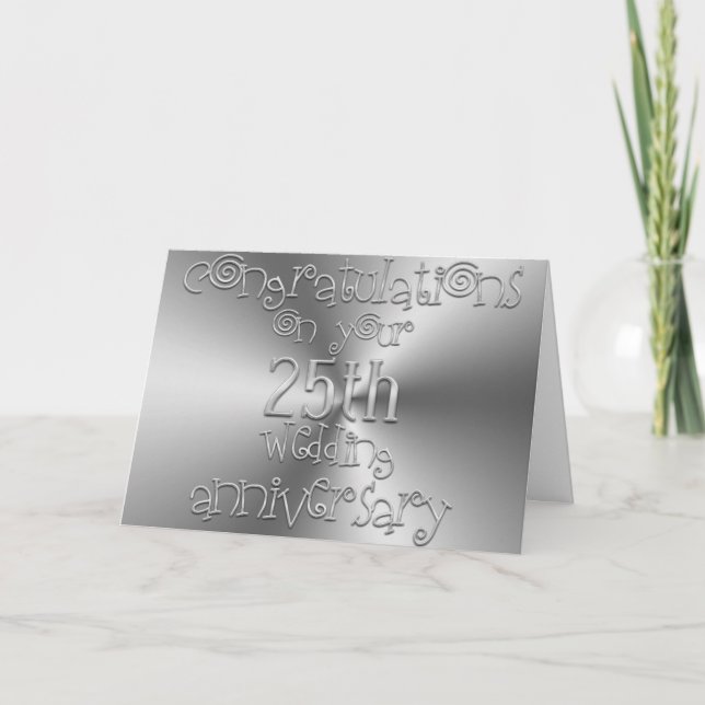 25-årsjubileum Chic Silver Typografi Kort (Framsida)