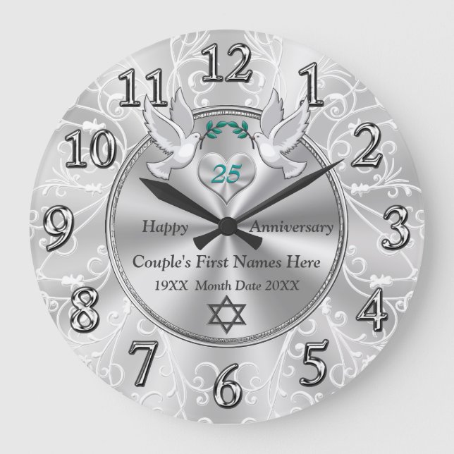 25-årsjubileum Clock with Judaic Star of David Stor Klocka (Framsida)