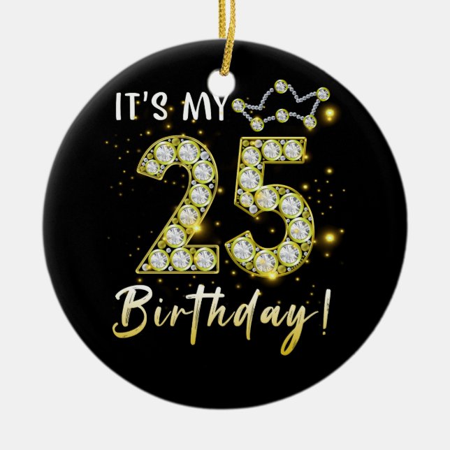 25-årsjubileum Det_är min födelsedag, 25:e födelse Julgransprydnad Keramik (Framsidan)