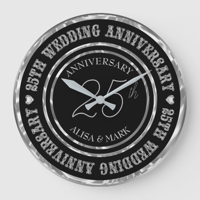 25-årsjubileum Diamanter Text Stor Klocka (Framsida)