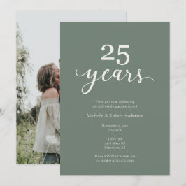 25-årsjubileum Elegant Foto Sälggrön Inbjudningar