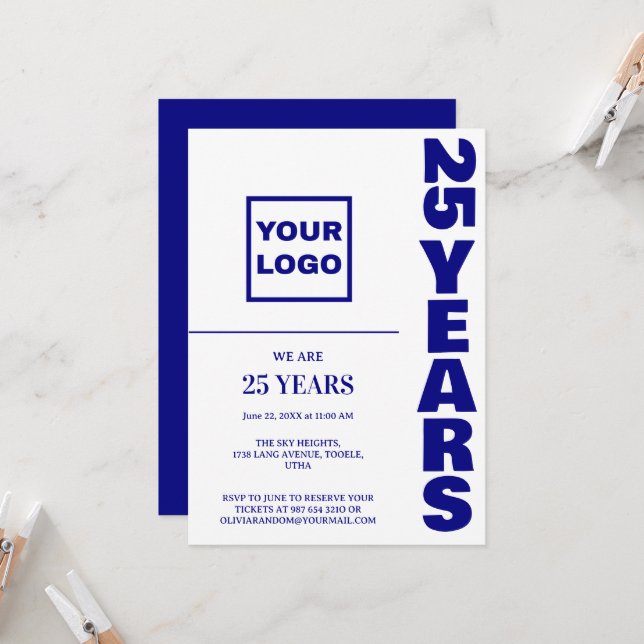 25-årsjubileum firande logotyp affärsverksamhet inbjudningar (Fram/Back In Situ)