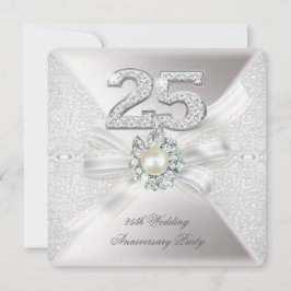 25-årsjubileum för bröllopsfest Pärl Silver Inbjudningar