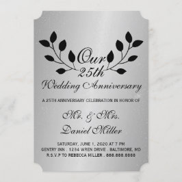 25-årsjubileum för bröllopsfest Silverinbjudan Inbjudningar