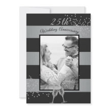 25-årsjubileum för bröllopsfotot svart silver