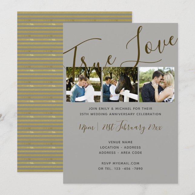 25-årsjubileum FOTO Collage SILVER Ons Invitatione Inbjudningar (Fram/baksida)
