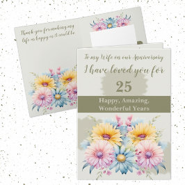 25-årsjubileum grönt av frukost gerbera blommigt kort