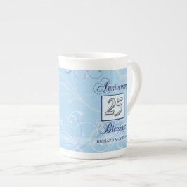 25-årsjubileum i Blått och Silver Benporslin Mugg