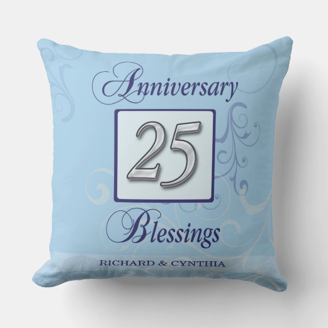 25-årsjubileum i Blått och Silver Kudde (Framsida)