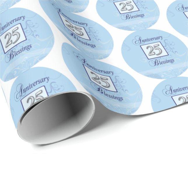 25-årsjubileum i Blått och Silver Presentpapper (Rullad Hörn)