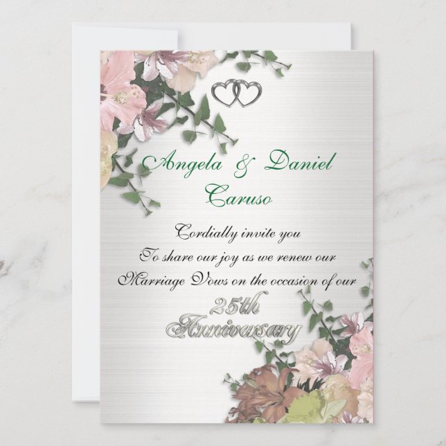 25-årsjubileum Inbjudan Vattenfärgblommor (Framsida)