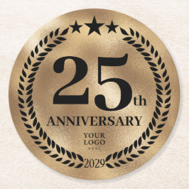 25-årsjubileum - Logotyp för guld-minnesfirandet Underlägg Papper Rund