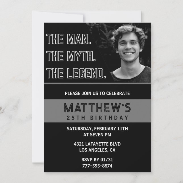 25-årsjubileum: Mannen The Legend Inbjudningar (Framsida)