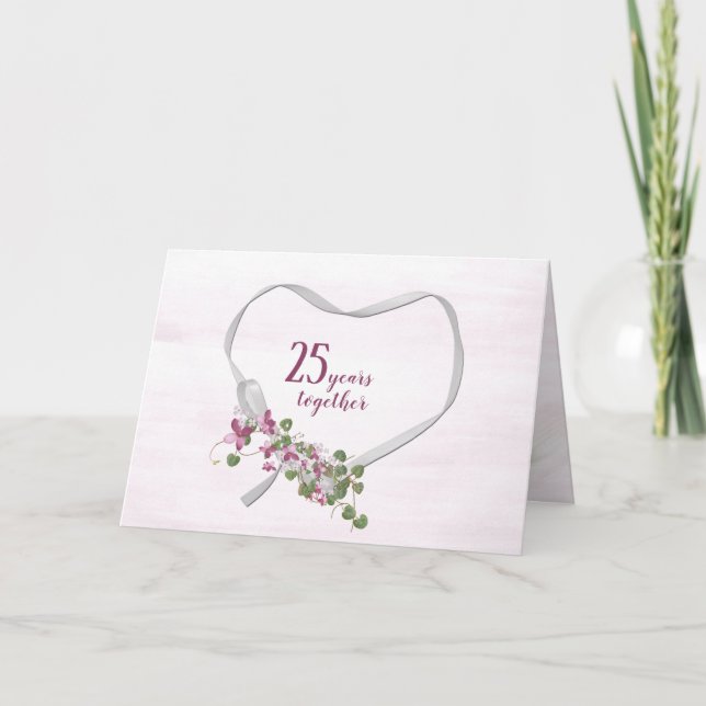 25-årsjubileum Ribbon Heart Card Kort (Framsida)
