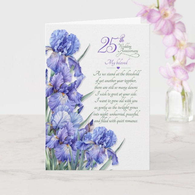 25-årsjubileum Romantisk Lila Iris Kort (Orkide)
