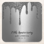 25-årsjubileum S. för mousserande metalliska Silve Underlägg Papper Kvadrat<br><div class="desc">25-årsjubileum Underlägg med mousserande metalliska Silver-drivrutiner</div>