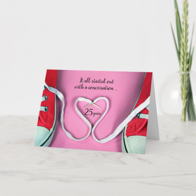 25-årsjubileum Shoestring Heart and Sneakers Kort (Framsida)
