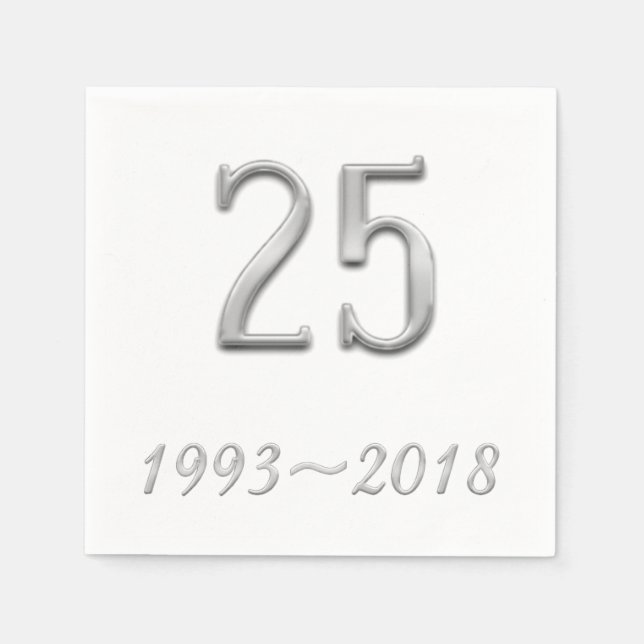 25-årsjubileum Silver Bröllop 2018 Pappersservett (Framsidan)