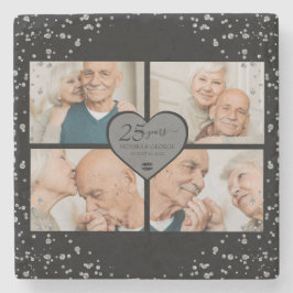 25-årsjubileum Silver Glitter Black Stenunderlägg