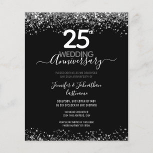 25-årsjubileum Silver Glitter Budget Inbjudningar