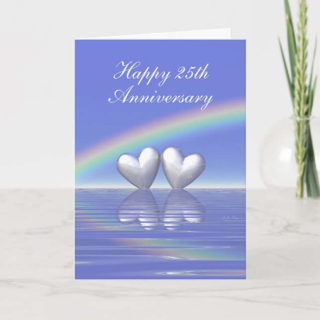 25-årsjubileum Silver Hearts (Tall) Kort (Framsida)