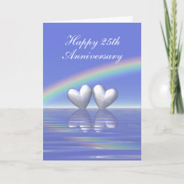 25-årsjubileum Silver Hearts (Tall) Kort