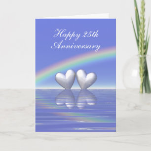 25-årsjubileum Silver Hearts (Tall) Kort