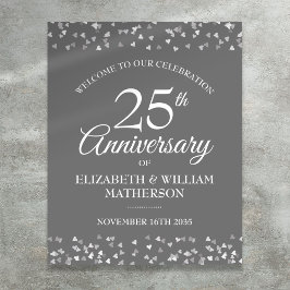 25-årsjubileum Silver Kärlek Hearts välkomstskylt Poster