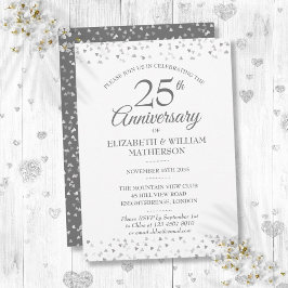 25-årsjubileum Silver Love-hjärtan Inbjudningar