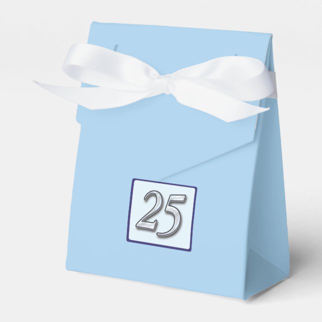 25-årsjubileum Silver Nummer på Blå Presentaskar (Framsidan Sidan)