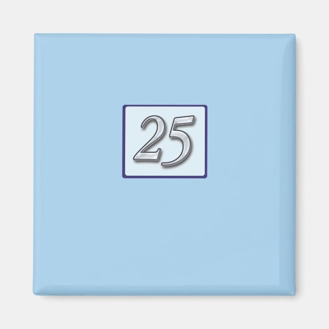 25-årsjubileum Silver nummer på blått Magnet (Framsidan)