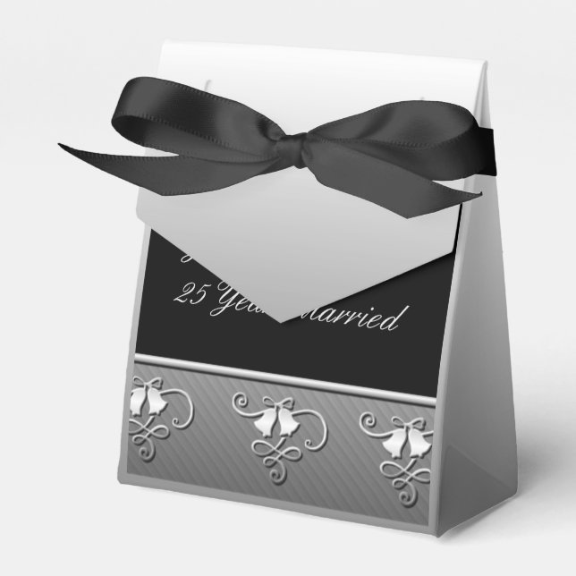 25-årsjubileum Silver och Black Favor Box Presentaskar (Framsidan Sidan)