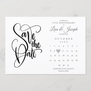 25-årsjubileum Spara datum-kalender Kärlekshjärta Inbjudningar