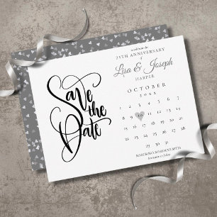 25-årsjubileum Spara datum-kalender Kärlekshjärta Vykort