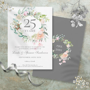 25-årsjubileum Spara datum Rosor Garland Datumet