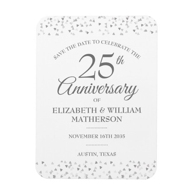 25-årsjubileum Spara datum Silverhjärtan  Magnet (Vertikal)